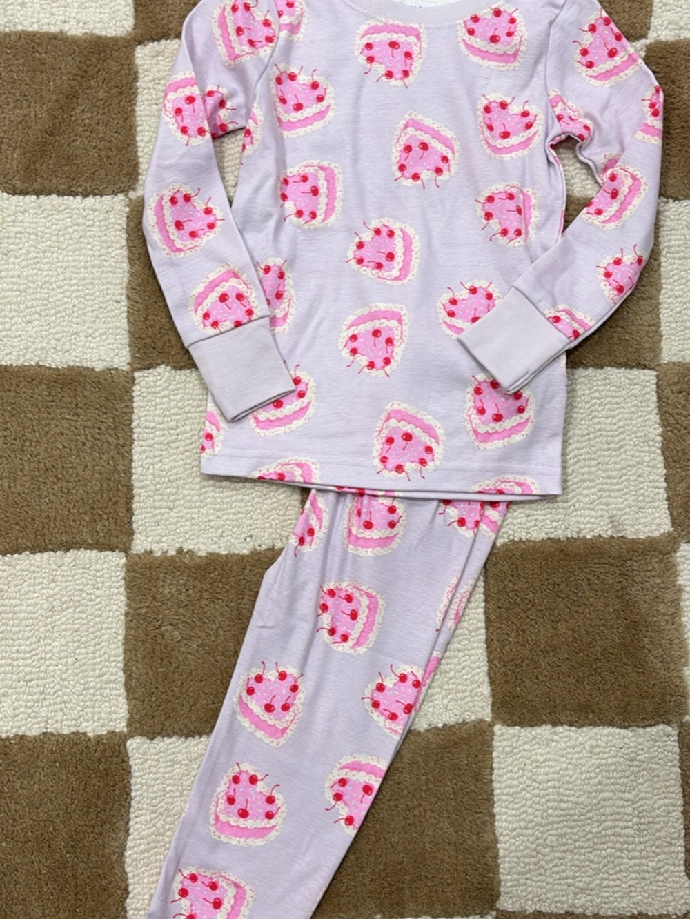 Girls' Light Purple Cake-Print Pajama Set
